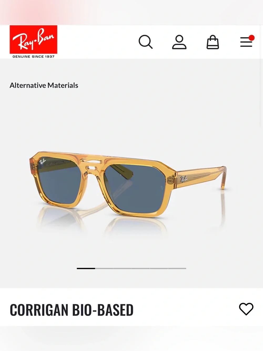 Brand New Ray-Ban Corrigan Bio- Based Transparent Yellow